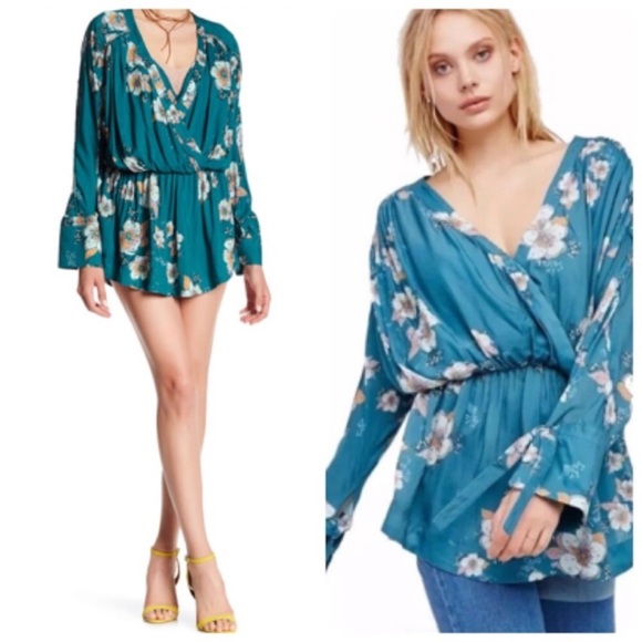Free people Tuscan dreams floral tunic top dress M - Picture 7 of 8